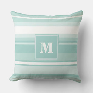 Coussin Bandes vertes de menthe monogramme