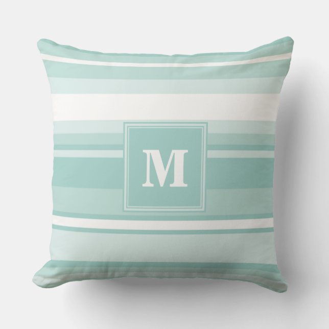 Coussin Bandes vertes de menthe monogramme (Recto)