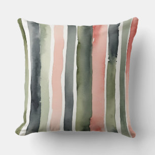Coussin Bandes vertes et de pêche