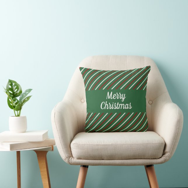Coussin Bandes Vertes Festives Joyeux Noël  (Chaise)