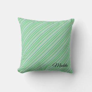 Coussin Bandes Vertes Jaunes et Bleues
