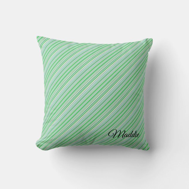 Coussin Bandes Vertes Jaunes et Bleues (Recto)