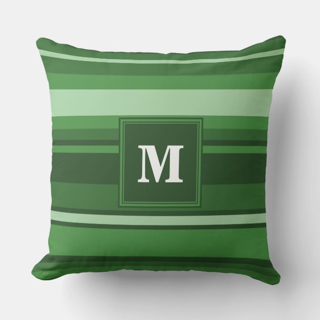 Coussin Bandes vertes monogrammes (Recto)