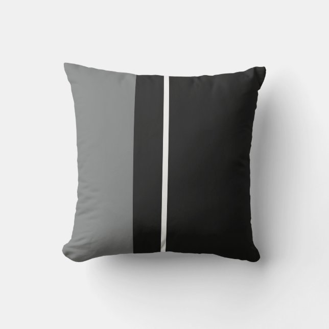 Coussin Bandes verticales noires et grises  (Recto)