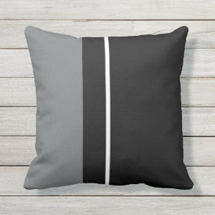 Coussin Bandes verticales noires et grises 