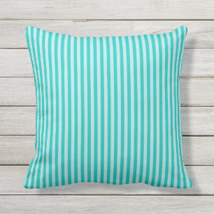 Coussin Bandes verticales Turquoise et Aqua