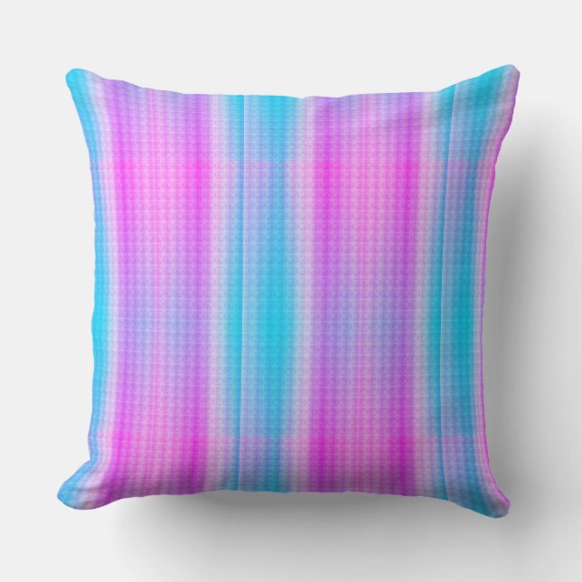 Coussin Bandes violettes et turquoise & Pois (Recto)