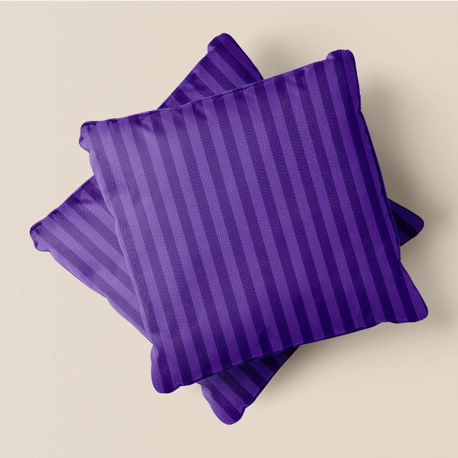 Coussin Bandes violettes et violettes foncées (Purple & Dark Purple Stripes Throw Pillow)