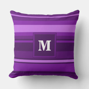 Coussin Bandes violettes monogrammes