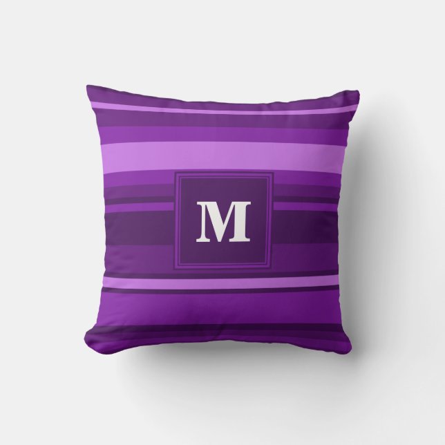 Coussin Bandes violettes monogrammes (Recto)