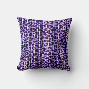 Coussin Bandes violettes motif léopard fourrure abstraite