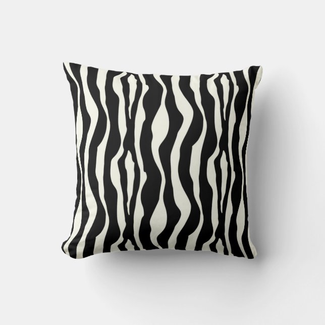 Coussin Bandes zébrées - Noir et Blanc (Recto)