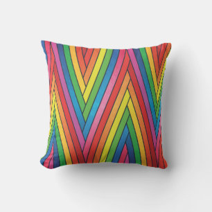 Coussin Bandes Zig-Zag courbes colorées vers le haut et ve