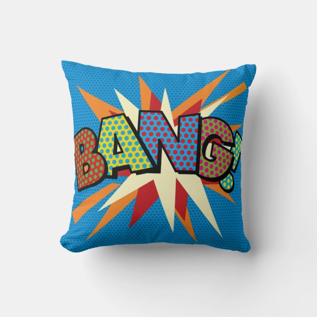Coussin BANG KA-POW Funny Cool Moderne Comédie Art Pop (Recto)