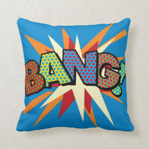 Coussin BANG KA-POW Funny Cool Moderne Comédie Art Pop