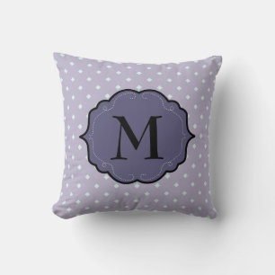 Coussin Bannière de monogramme violet avec points géométri
