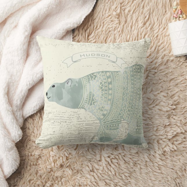 Coussin Bannière grise personnalisée à l'aquarelle avec ou (Couverture)
