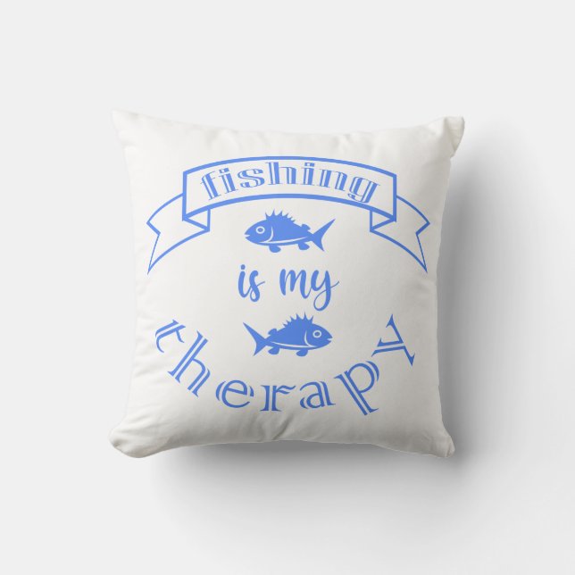 Coussin Bannière ruban La pêche est ma thérapie (Recto)