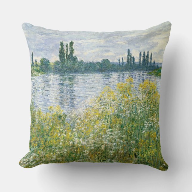 Coussin Banques de Claude Monet | de la Seine, Vetheuil, (Recto)