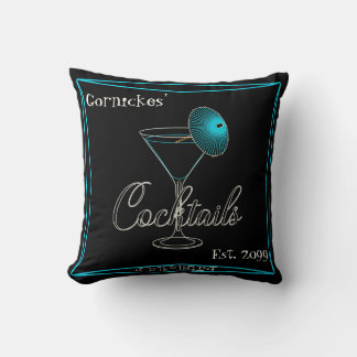 Coussin Bar à cocktails aqua rétro amusant Pub