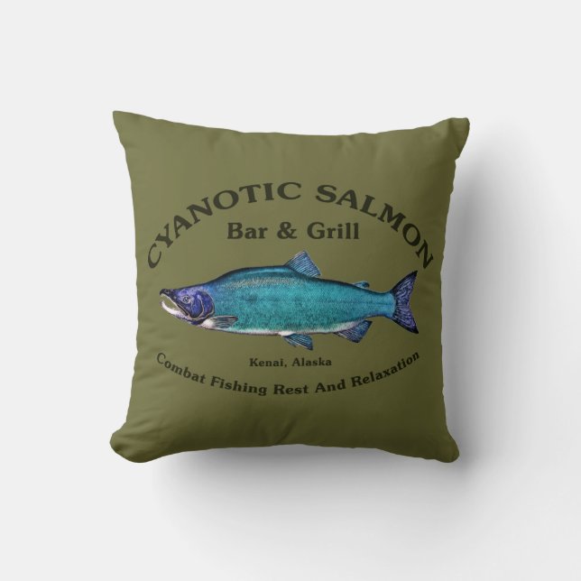 Coussin Bar et Grill Saumon Cyanotique (Recto)