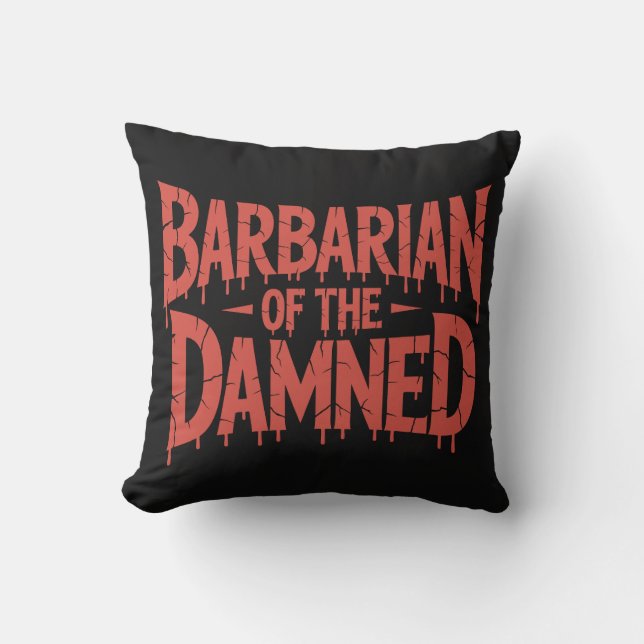 Coussin Barbarde de l'horreur gothique Damné (Recto)