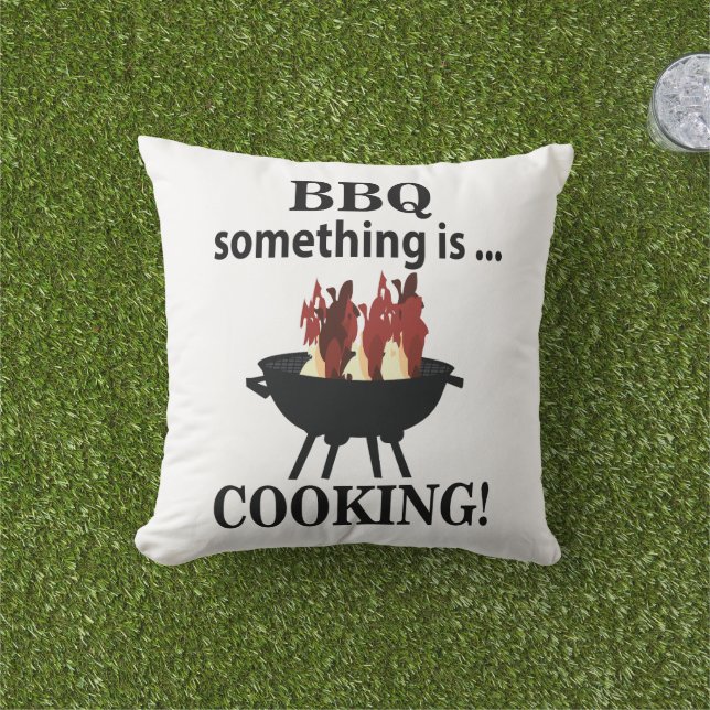 Coussin Barbecue cuisinier drôle BBQ  (Herbe)