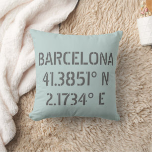 Coussin Barcelone Espagne Latitude et Longitude
