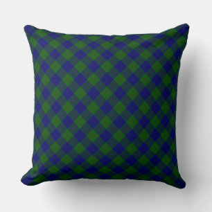 Coussin Barclay tartan bleu vert plaid
