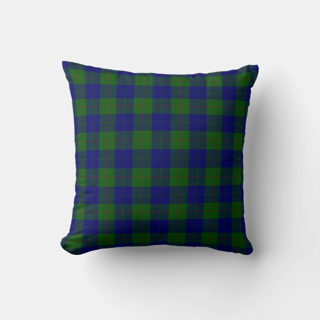 Coussin Barclay tartan bleu vert plaid (Recto)