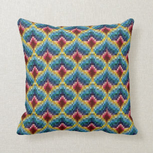 Coussin Bargello coloré Brodery Boho Chic Motif