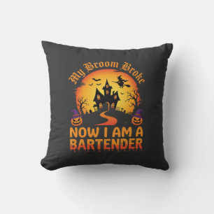 Coussin Barman Halloween Maison Hantée Sorcière Citrouille