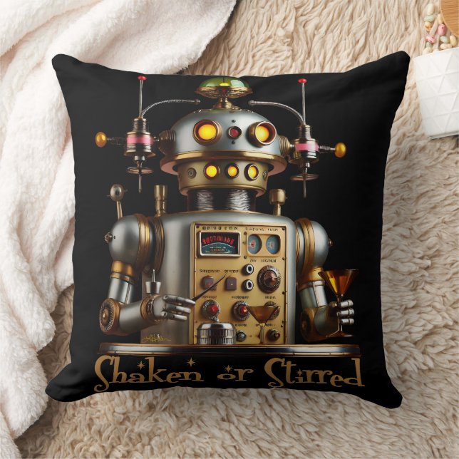 Coussin Barman Robot Futuriste "Secoué ou Remué" (Couverture)