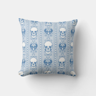 Coussin Baroque Crâne Motif bleu