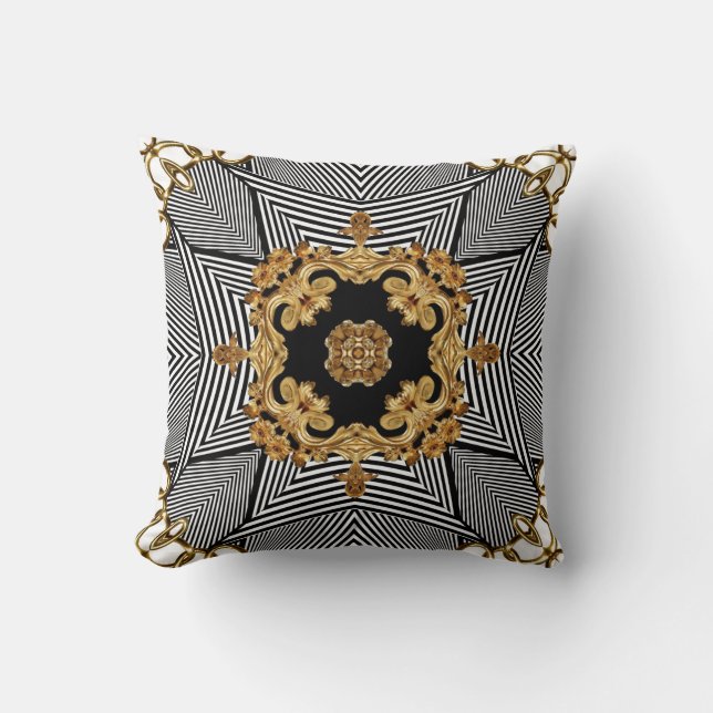 Coussin Baroque d'or : Ornement de chaînes élégantes (Recto)