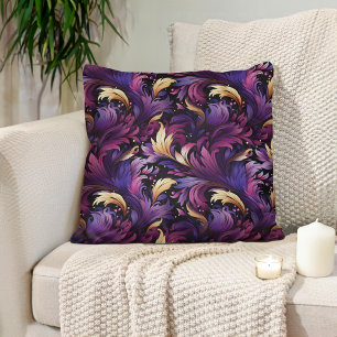 Coussin Baroque Orné Or Rose Violet 