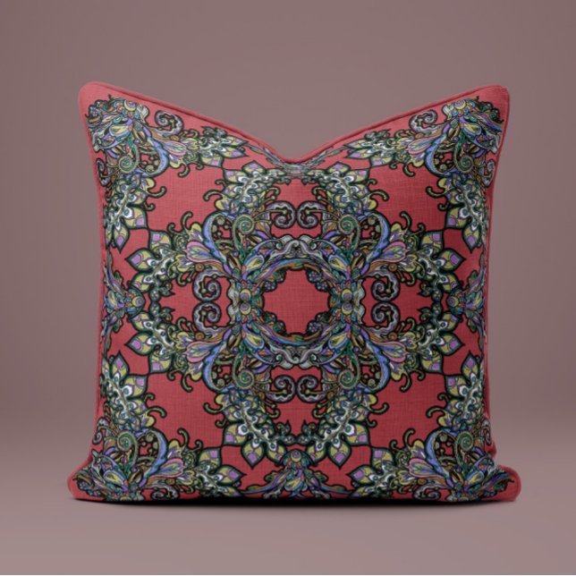 Coussin baroque Splendor rouge vin (Créateur téléchargé)