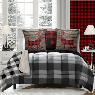 Coussin Barque récupérée Snowy Red Buffalo Plaid Stade