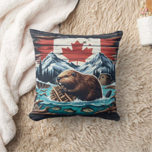 Coussin Barrage de l'édifice Beaver dans la nature sauvage