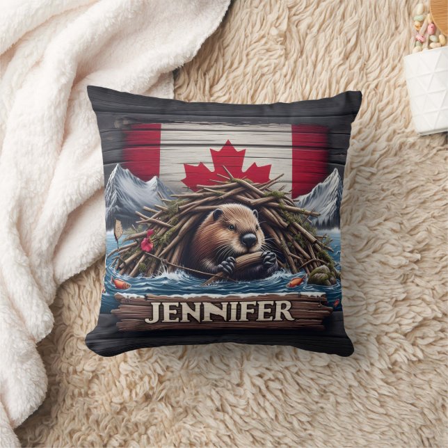 Coussin Barrage de l'édifice du castor canadien près des m (Couverture)