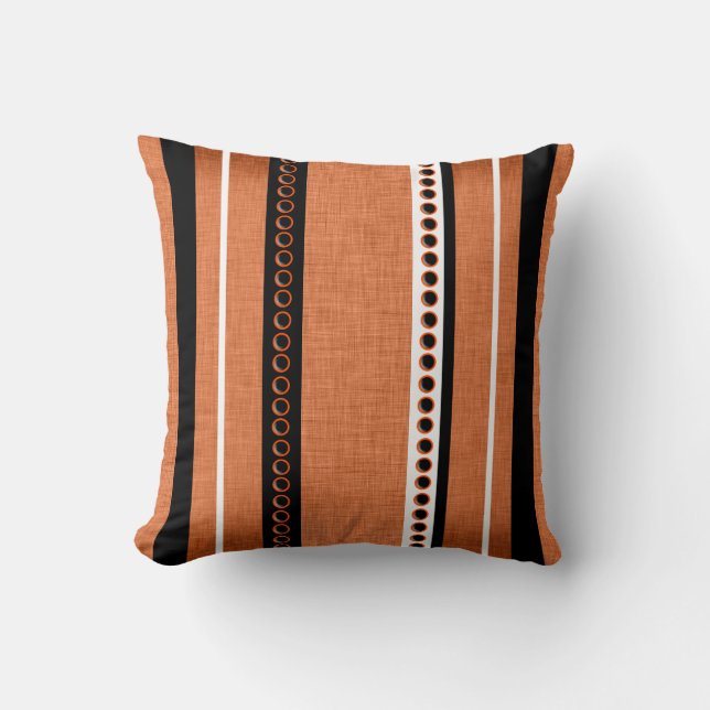 Coussin Barre le blanc noir orange (Recto)