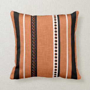 Coussin Barre le blanc noir orange