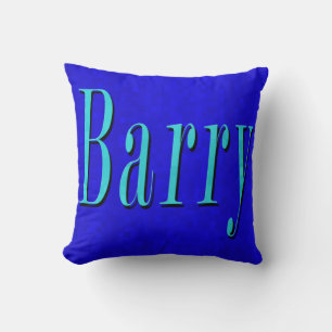 Coussin Barry, Nom Logo Sur La Mosaïque Bleue,