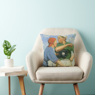 Coussin Base-ball Vintage, Enfants, Garçons pratiquant des