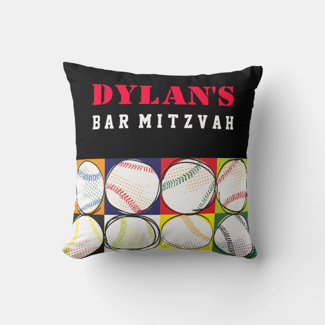 Coussin Baseball à thème Bar Mitzvah Connexion Carte mémoi (Recto)
