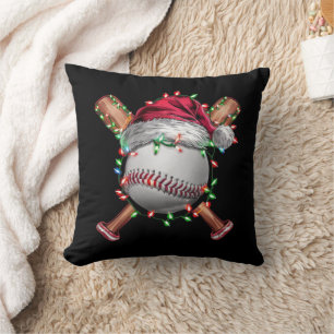 Coussin Baseball de Noël Santa Sports Xmas Vacances