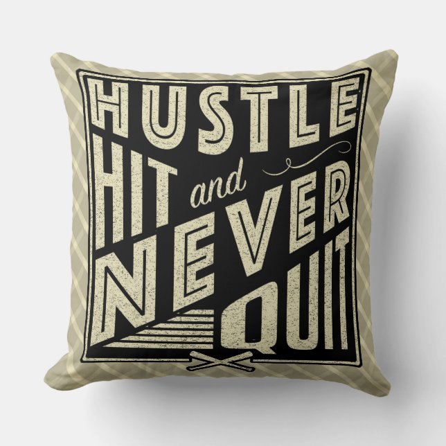 Coussin Baseball Softball Hustle, Hit & Never Quitter Cush (Recto)
