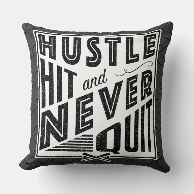 Coussin Baseball Softball Hustle, Hit & Never Quitter Cush (Recto)