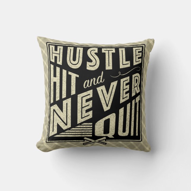 Coussin Baseball Softball Hustle Hit Nom et numéro Cushion (Recto)