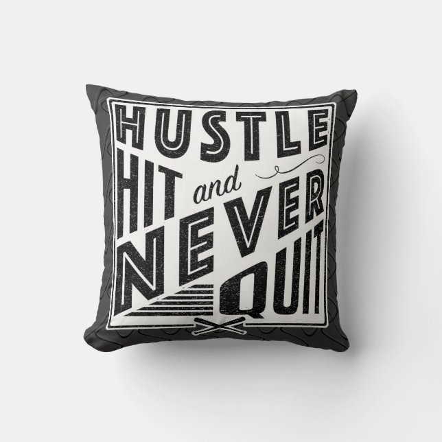 Coussin Baseball Softball Hustle Hit Nom et numéro Cushion (Recto)